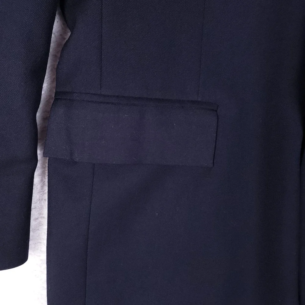 M and H Mens Navy Blue Two Button Blazer Sport Coat Made in USA‎ Size 44 Long